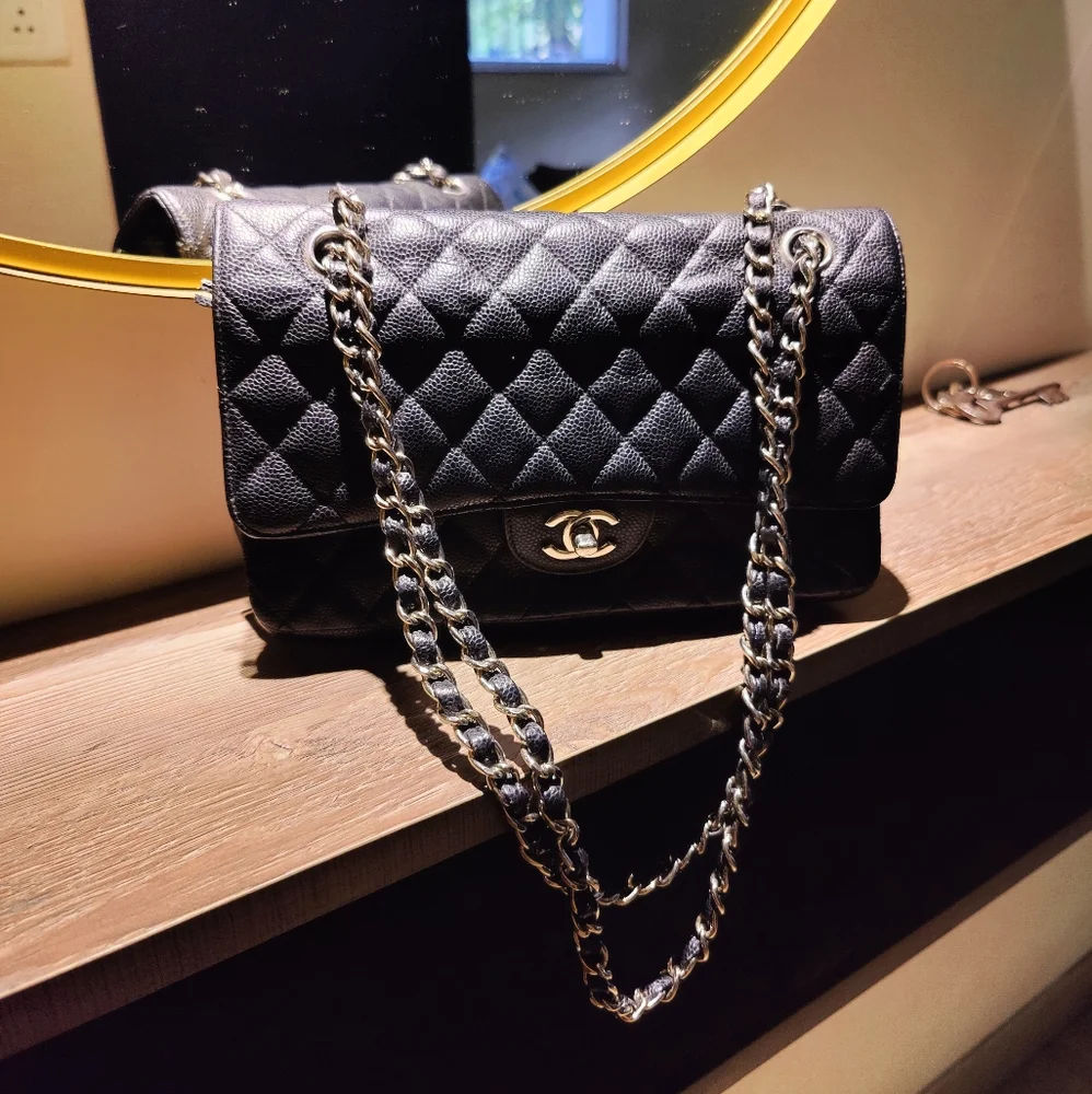 Chanel Black Quilted Caviar Medium Classic Double Flap - 15944875 serial number - Picture 5 of 16
